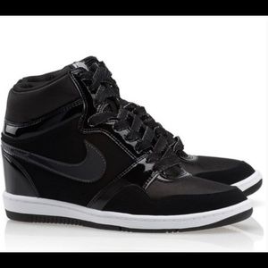 Nike Force Sky Hi Wedge Sneakers… Black